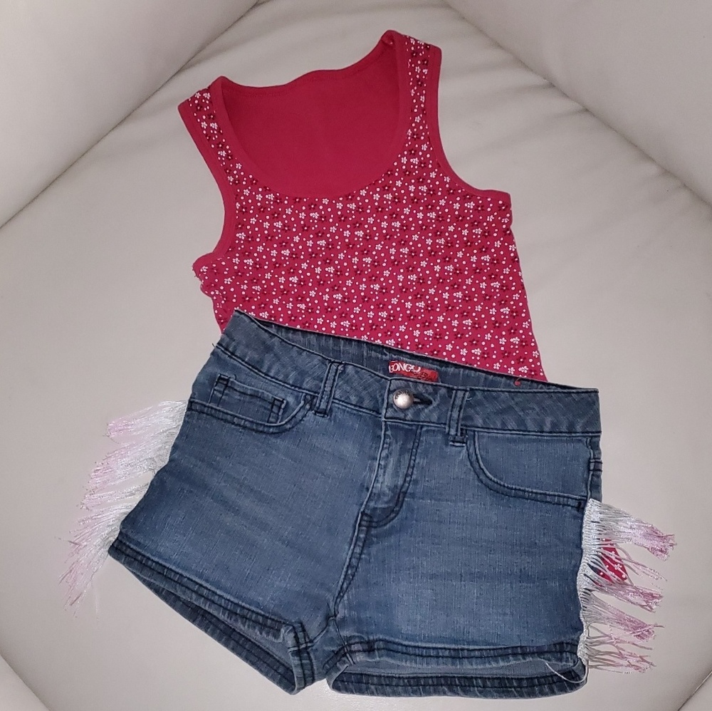 Bongo Jean Fringe Stretch Shorts